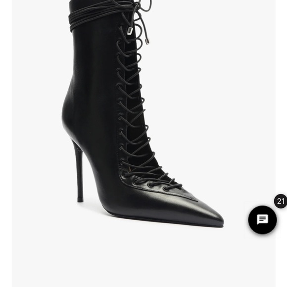 SCHUTZ Black Lace-Up Heeled Boots - Picture 1 of 5